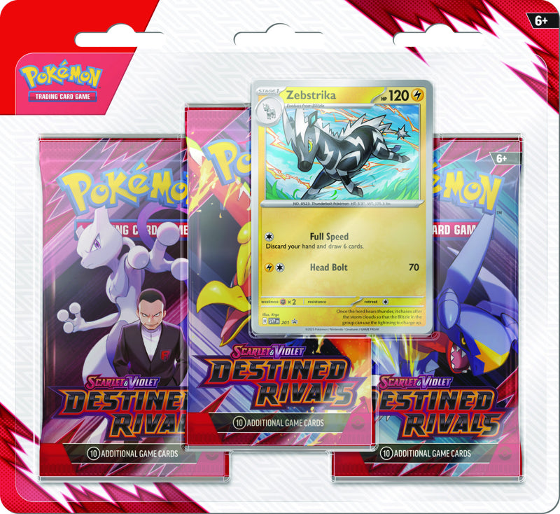 Pokemon TCG : Destined Rivals 3 pack Blister (Zebstrika)
