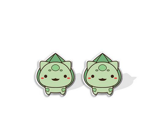 Pokemon Bulbasaur with Ditto face Earrings